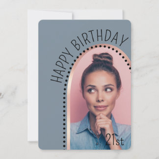 誕生日シンプルシックAny Ageバラ金ゴールドアーチ写真 招待状