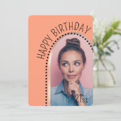 誕生日シンプルシックAny Ageバラ金ゴールドアーチ写真 招待状 (スタンド正面)