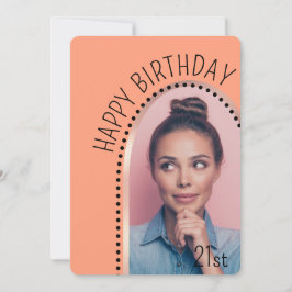 誕生日シンプルシックAny Ageバラ金ゴールドアーチ写真 招待状