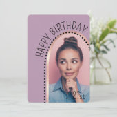 誕生日シンプルシックAny Ageバラ金ゴールドアーチ写真 招待状 (スタンド正面)