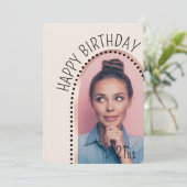 誕生日シンプルシックAny Ageバラ金ゴールドアーチ写真 招待状 (スタンド正面)