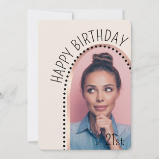 誕生日シンプルシックAny Ageバラ金ゴールドアーチ写真 招待状