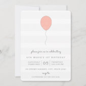 誕生日シンプルシャビーシックなピンクとグレーバルーン 招待状 (正面)