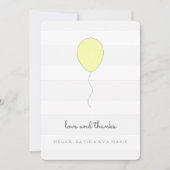 誕生日シンプルシャビーシックグレー&イエローバルーン サンキューカード (正面)