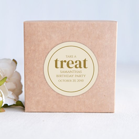 誕生日シンプルトリートファイモダントタンベージュ ラウンドシール