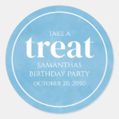 誕生日シンプルトリートファバーモダン海ブルー ラウンドシール (正面)