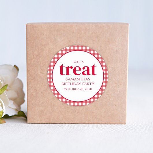 誕生日シンプルトリートフビーフレッドモダンギンガム ラウンドシール