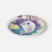 誕生日シンプルボホアンダーウォータードルフィン ペーパープレート (アングル)