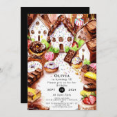 誕生日シンプルボホチョコレート 招待状 (正面/裏面)