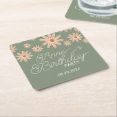 誕生日シンプルボホフラワーズオールエイジーズ スクエアペーパーコースター (アングル)