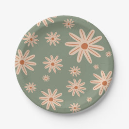 誕生日シンプルボホフラワーズオールエイジーズ ペーパープレート