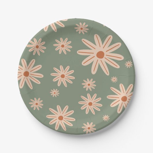 誕生日シンプルボホフラワーズオールエイジーズ ペーパープレート (正面)