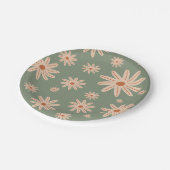 誕生日シンプルボホフラワーズオールエイジーズ ペーパープレート (アングル)