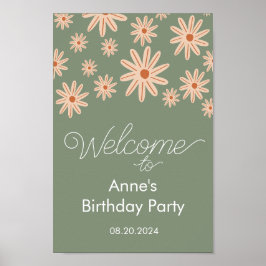 誕生日シンプルボホフラワーズオールエイジーズ ポスター