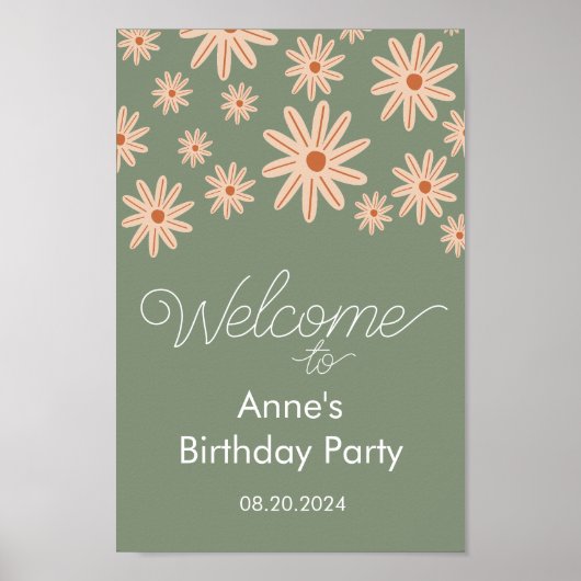 誕生日シンプルボホフラワーズオールエイジーズ ポスター (正面)