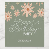 誕生日シンプルボホフラワーズオールエイジーズ ワインラベル (シングルラベル)