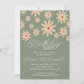 誕生日シンプルボホフラワーズオールエイジーズ 招待状 (正面)