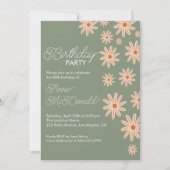 誕生日シンプルボホフラワーズオールエイジーズ 招待状 (正面)