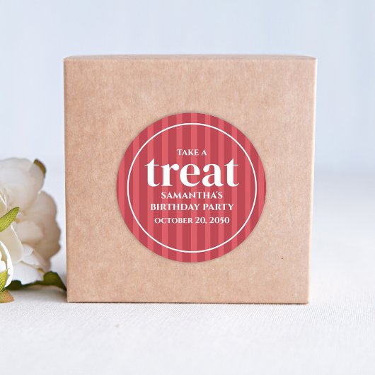 誕生日シンプルミニマルモダンラッストライプド ラウンドシール