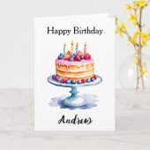 誕生日シンプル用水彩お誕生日ケーキ カード (黄色い花)