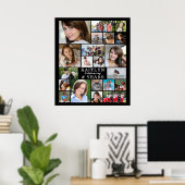 誕生日シンプル21フォトコラージュカスタム ポスター (ホームオフィス)