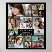 誕生日シンプル21フォトコラージュカスタム ポスター (正面)