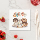 誕生日シーズー（犬）ズドッグお誕生日ケーキ スタンダードカクテルナプキン (インサイチュ)