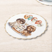 誕生日シーズー（犬）ズドッグお誕生日ケーキ ペーパーコースター (アングル)