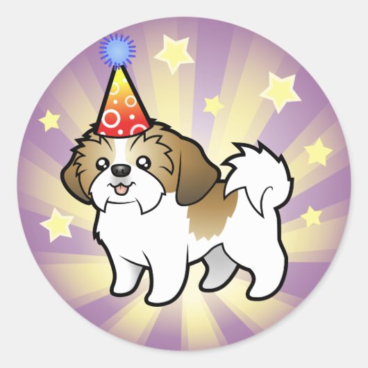 誕生日シーズー（犬）Tzu ラウンドシール (正面)
