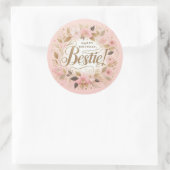 誕生日シールfor friends : pink golden ラウンドシール (バッグ)