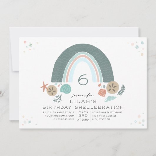誕生日シーレインボーの下での振動 招待状 (正面)