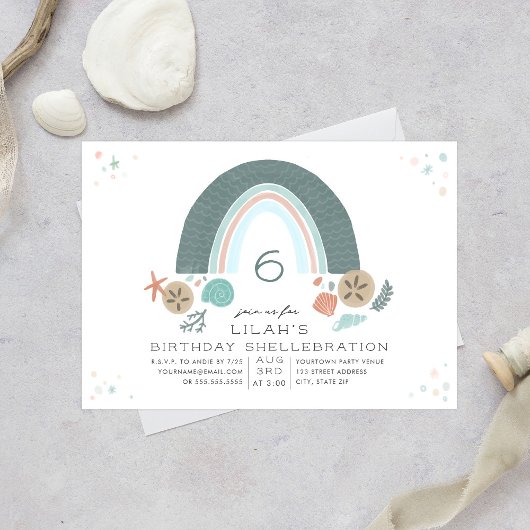誕生日シーレインボーの下での振動 招待状