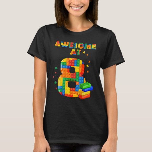 誕生日シ子供へャツ8建物ブロックT Tシャツ (正面)