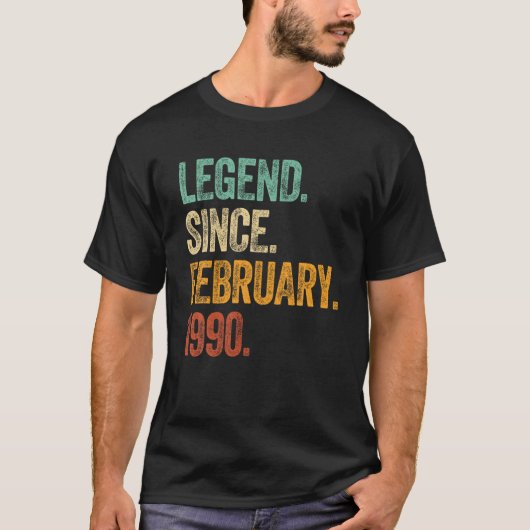 誕生日シ生まれャツ1990年2月以来の伝説 Tシャツ (正面)
