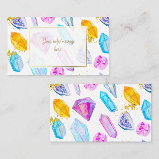 誕生日ジェムパーティークリスタルガールズウォーター色 エンクロージャーカード (正面/裏面)