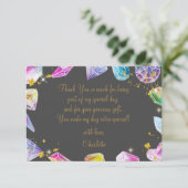 誕生日ジェムパーティークリスタルガールズウォーター色 サンキューカード (スタンド正面)