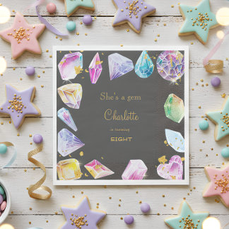 誕生日ジェムパーティークリスタルガールズウォーター色 スタンダードランチョンナプキン