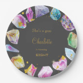 誕生日ジェムパーティークリスタルガールズウォーター色 ペーパープレート (正面)