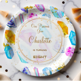 誕生日ジェムパーティークリスタルガールズウォーター色 ペーパープレート