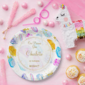 誕生日ジェムパーティークリスタルガールズウォーター色 ペーパープレート (パーティー)