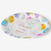 誕生日ジェムパーティークリスタルガールズウォーター色 ペーパープレート (アングル)