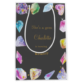 誕生日ジェムパーティークリスタルガールズウォーター色 ミディアムペーパーバッグ
