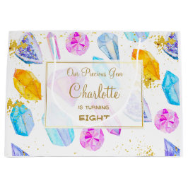 誕生日ジェムパーティークリスタルガールズウォーター色 ラージペーパーバッグ