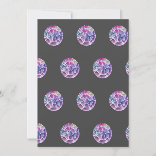 誕生日ジェムパーティークリスタルガールズウォーター色 招待状 (裏面)