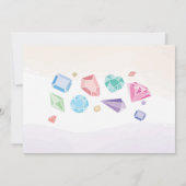 誕生日ジェムパーティークリスタルガールズパステルフォト 招待状 (裏面)