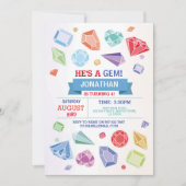 誕生日ジェムパーティークリスタルブルーレッドジェード 招待状 (正面)