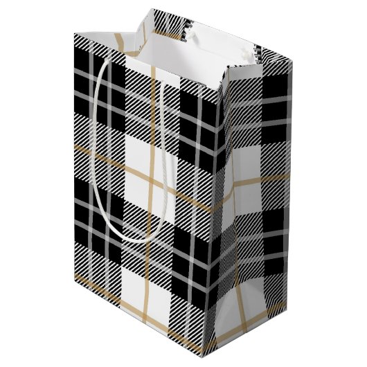 誕生日ジッパーオンタータンチェックプレイド ミディアムペーパーバッグ (裏面アングル)