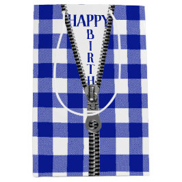 誕生日ジッパーオンバッファロープレイド ミディアムペーパーバッグ