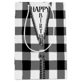 誕生日ジッパーオンバッファロープレイド ミディアムペーパーバッグ (正面)