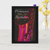 誕生日ジャズ、サクソフォーン カード (黄色い花)